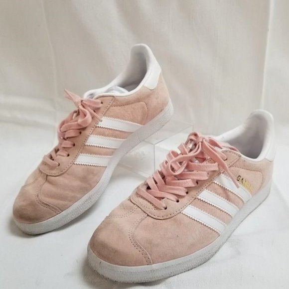 Adidas Women's Size 6 Pink/White Suede Leather Sneaker Shoes BA9600 - Picture 4 of 9